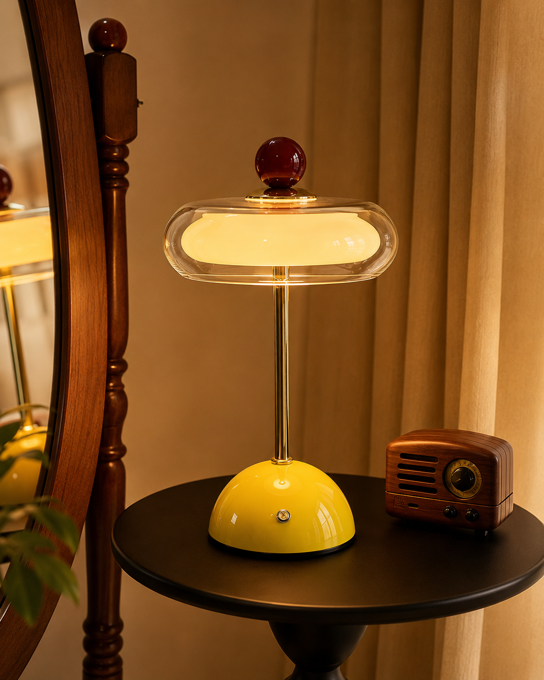 Cordless Retro Glass Table Lamp