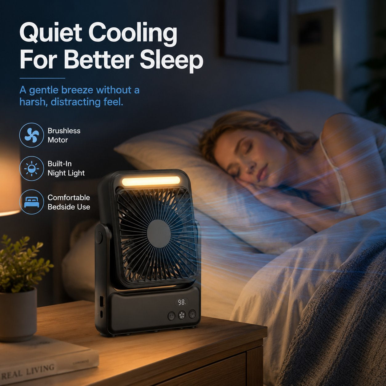 Rechargeable Magnetic Portable Fan With Light & Remote Control