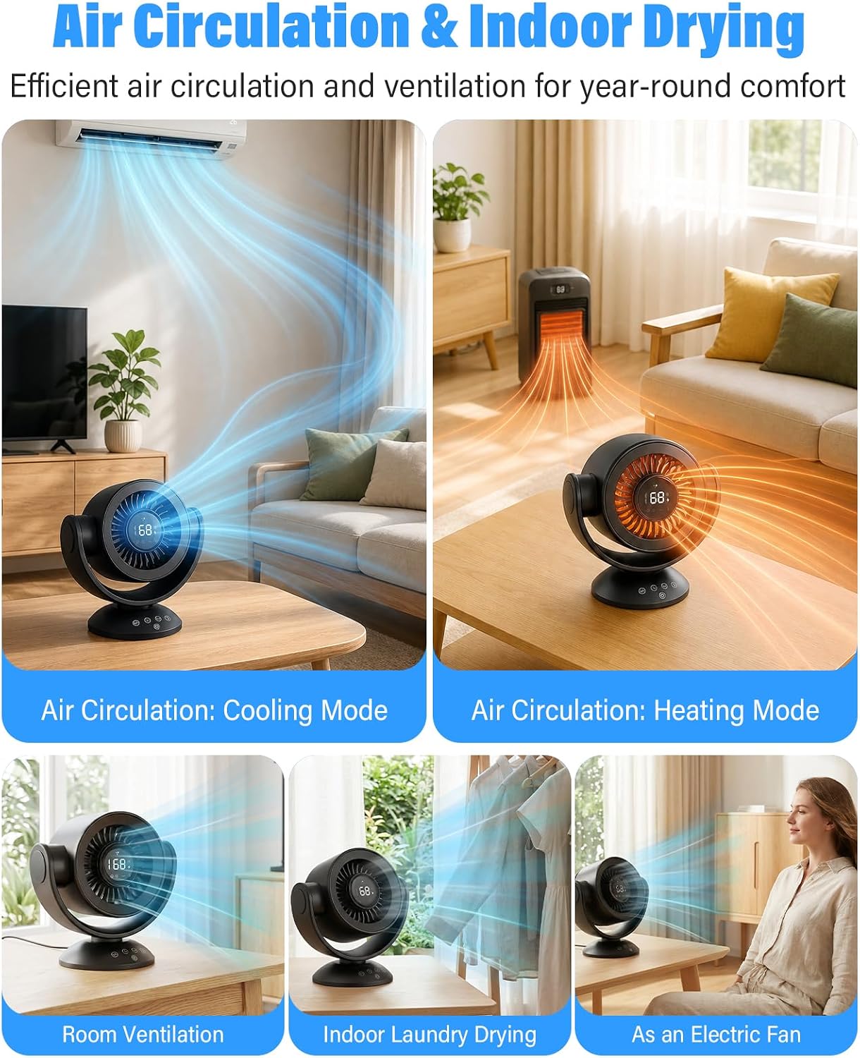 100-Speed Rechargeable Air Circulator Fan with Remote