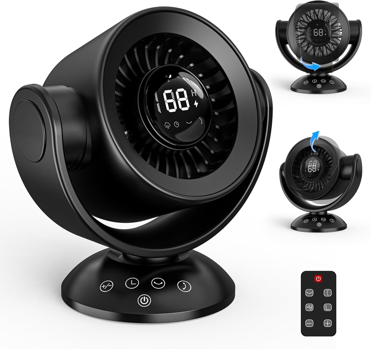 100-Speed Rechargeable Air Circulator Fan with Remote