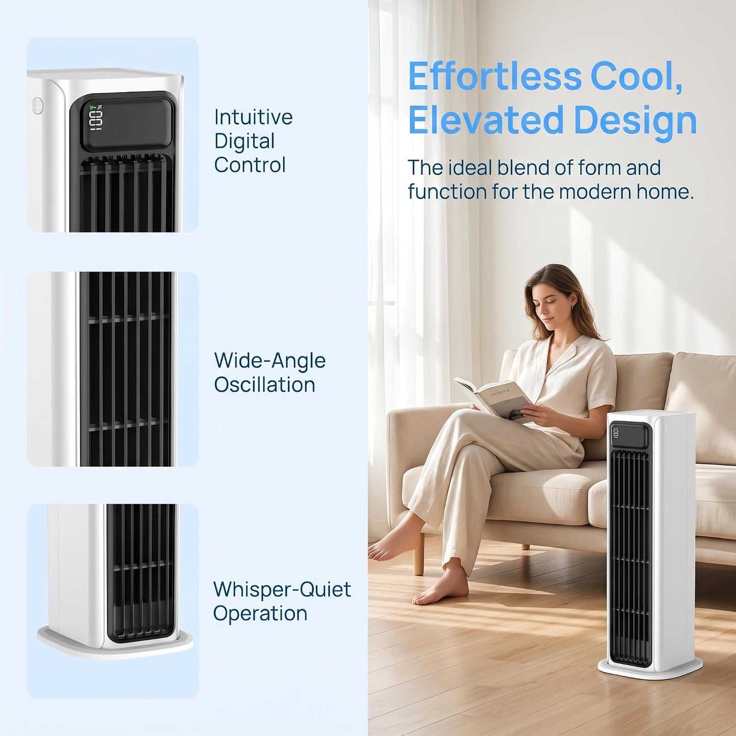 Silent Bladeless Tower Fan