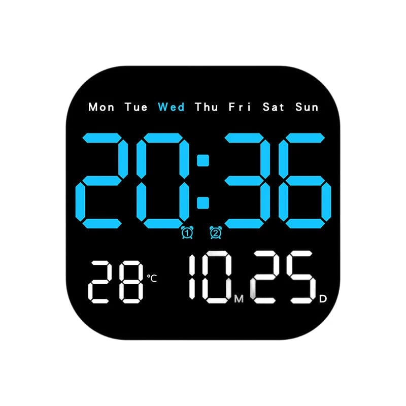 ⏰ Modern Multifunctional Digital Clock ✅ Remote Control Adjustable Brightness | Wall Mount/Desk Stand Clock with Date & Temperature✨