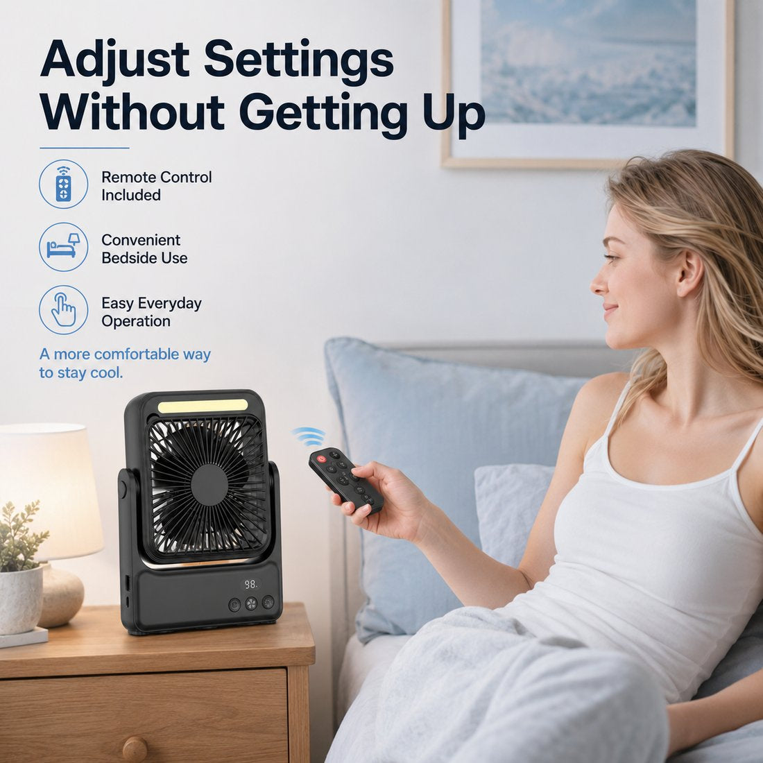 Rechargeable Magnetic Portable Fan With Light & Remote Control