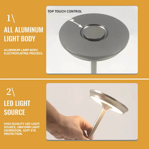 Cordless Table Lamp - Dimmable & Rechargeable Waterproof Desk Light