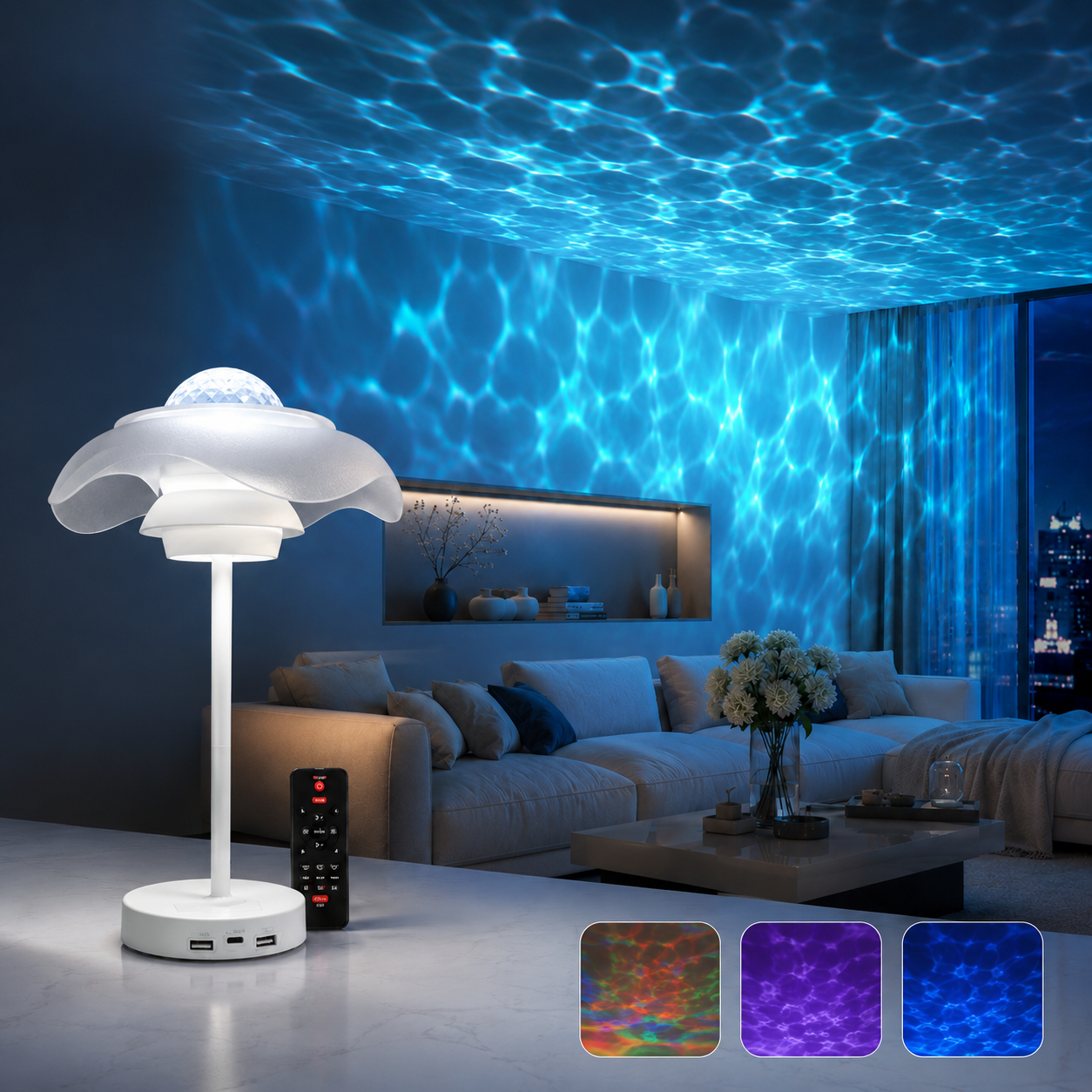 Galaxy Projector Lamp – Rechargeable Starry Sky Bedside Light with Remote Control