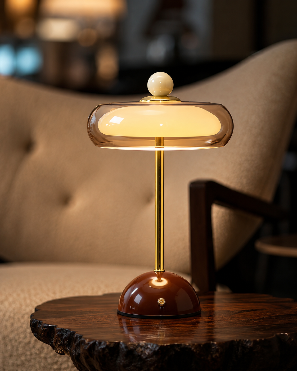 Cordless Retro Glass Table Lamp