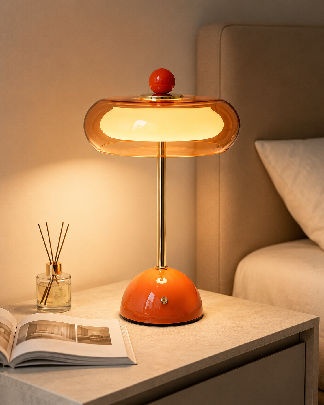 Cordless Retro Glass Table Lamp