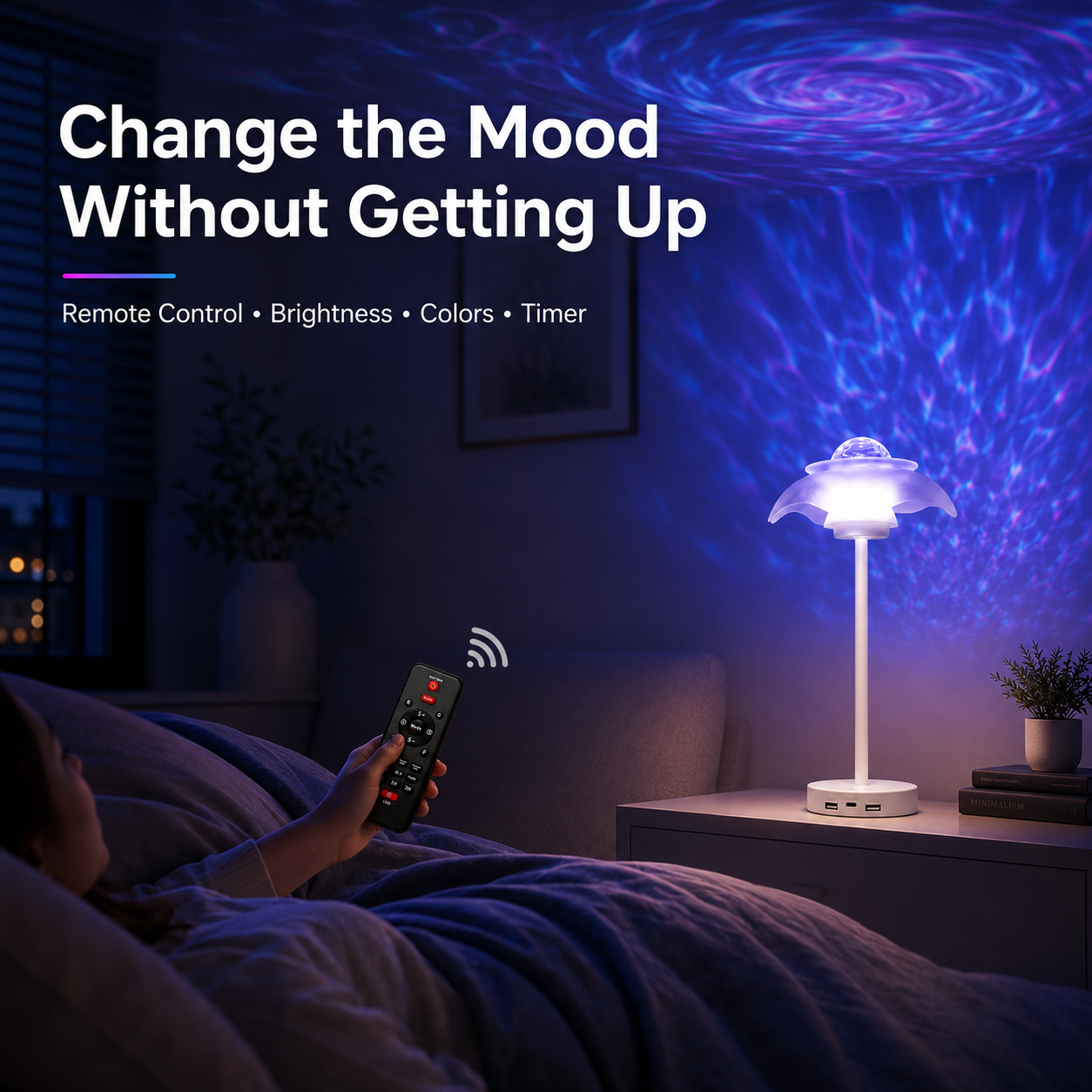 Galaxy Projector Lamp – Rechargeable Starry Sky Bedside Light with Remote Control