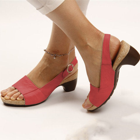 Women's Elegant Low Chunky Heel Comfy Sandals