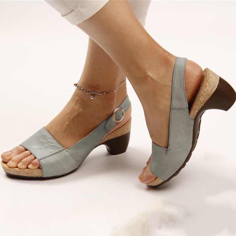 Women's Elegant Low Chunky Heel Comfy Sandals