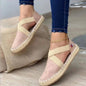 Flat Straw Braid Elastic Strap Casual Shoes