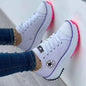 2022 round toe lace-up platform arch support canvas shoes