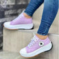 2022 round toe lace-up platform arch support canvas shoes