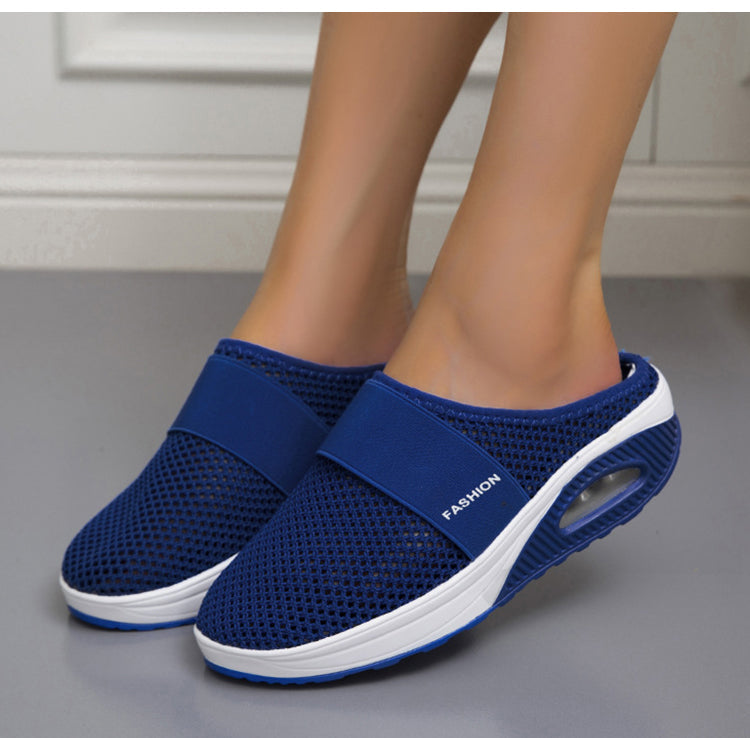 Women Daily Fly Knit Fabric Summer Air Cushion Mule Slippers