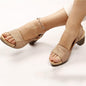 Women's Elegant Low Chunky Heel Comfy Sandals