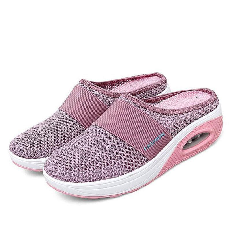 Women Daily Fly Knit Fabric Summer Air Cushion Mule Slippers